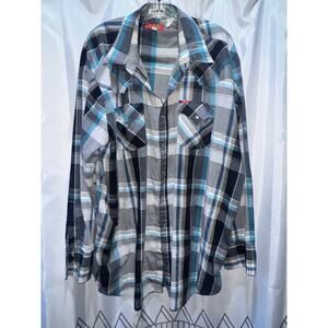 Vintage Mens Long Sleeve Pearl Snap Ely Plains Stripped Button Up Shirt